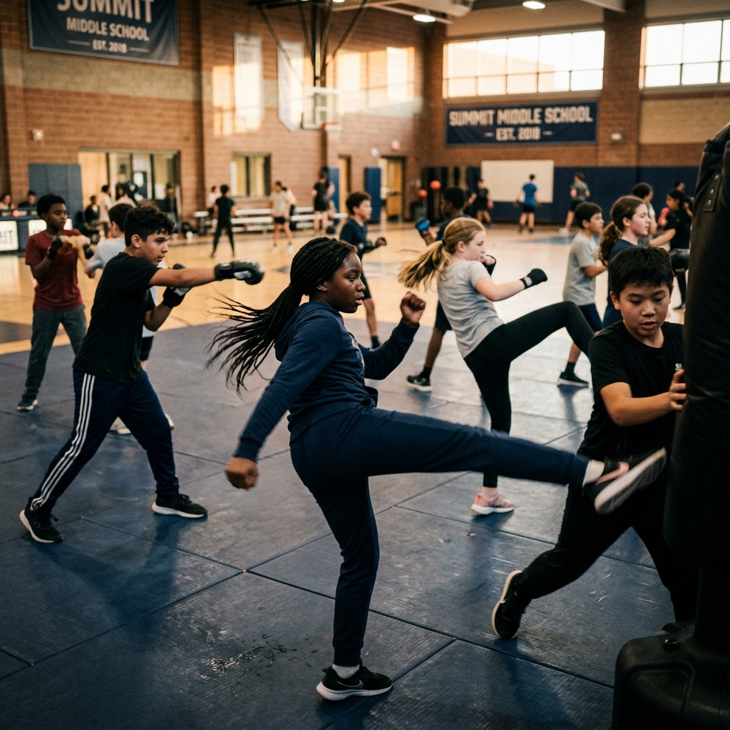 Students in fitness class